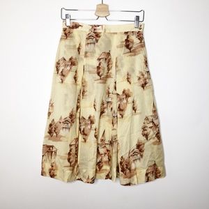 Anne Klein yellow painted midi skirt